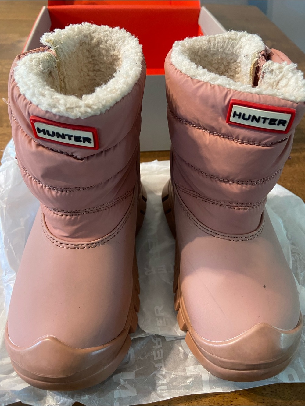 Hunter Kids Blush Pink Sherpa-Lined Snow Boots (7C)